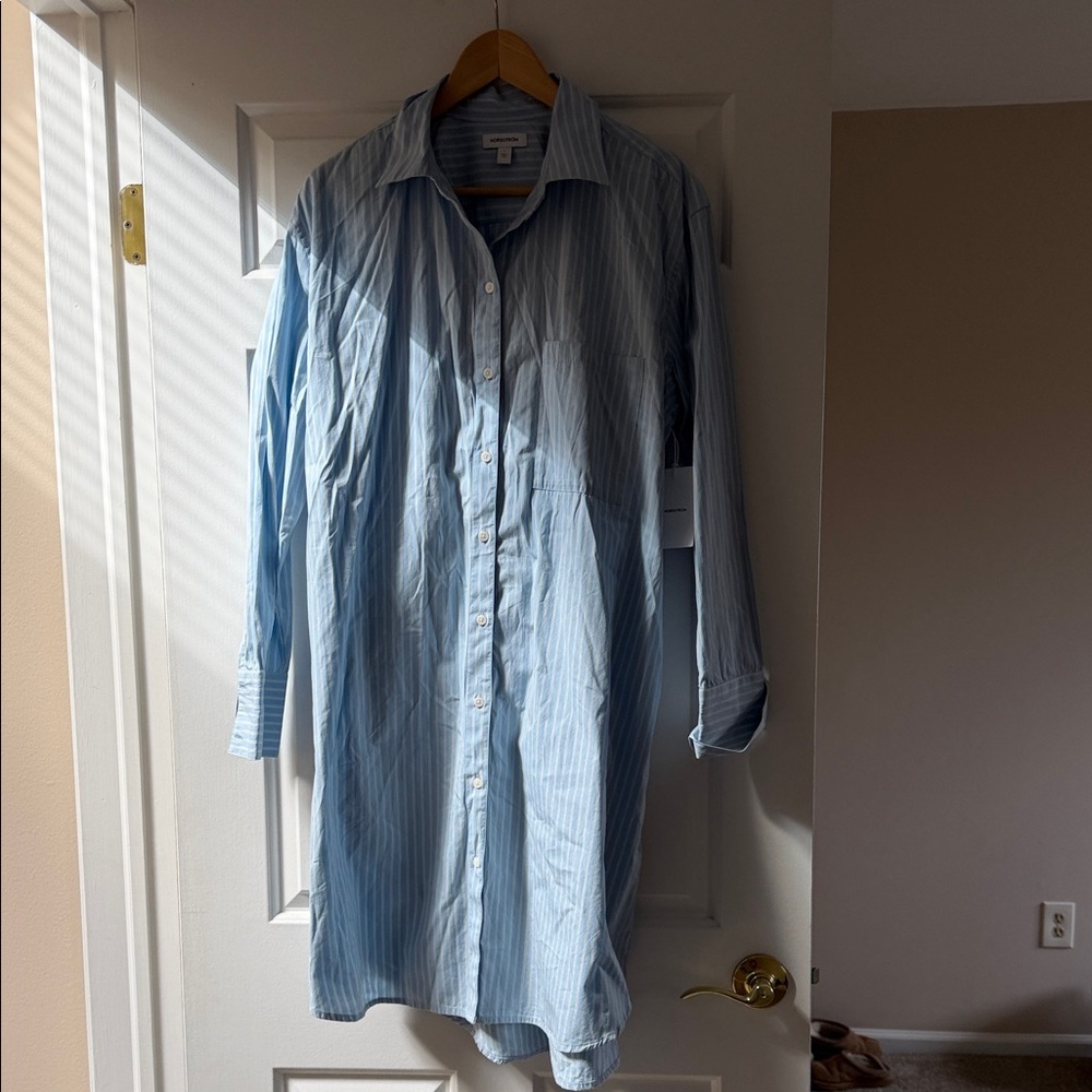 Nordstrom Blue Striped Shirt Dress
